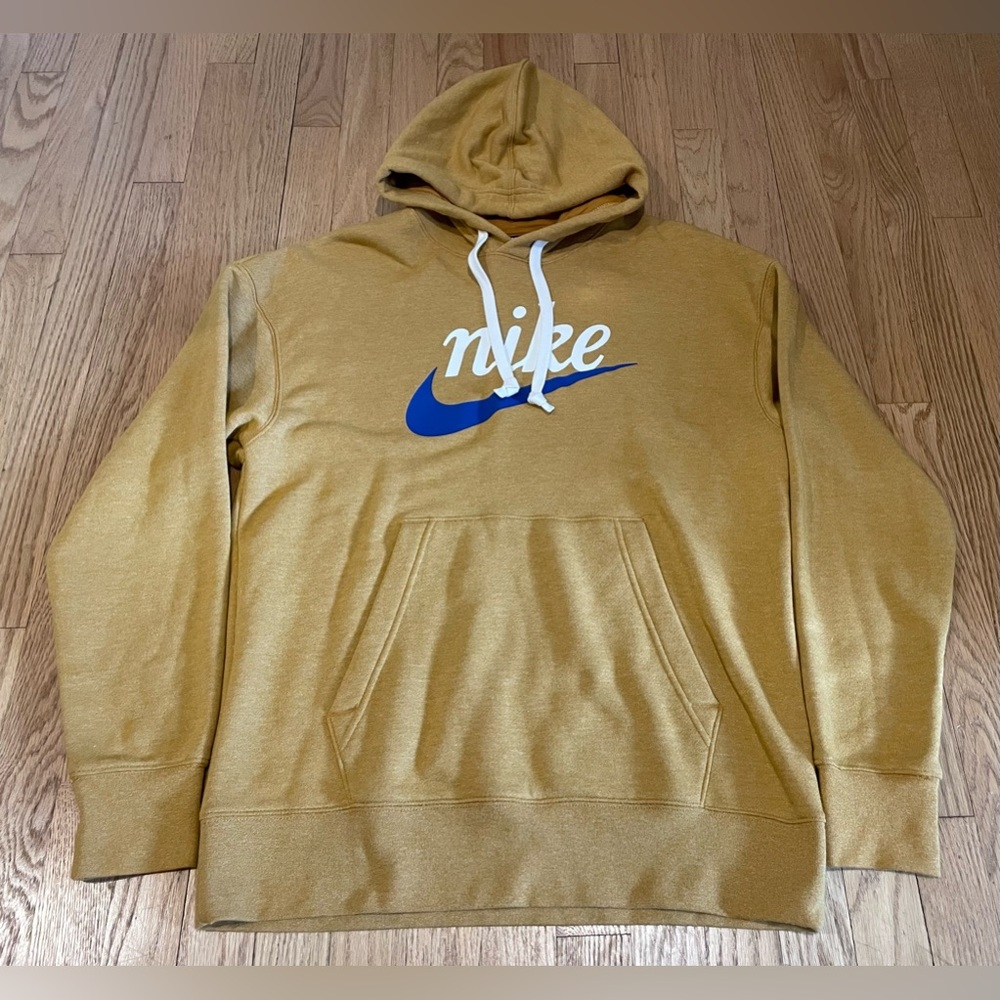 Nike NSW Heritage Hoodie CV8977 727 Caramel Brown/Blue-White Oversized